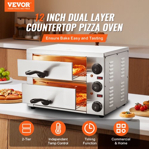 Electric Countertop Pizza Oven 12 Adjustable Temperature 0120Min Timer – 8