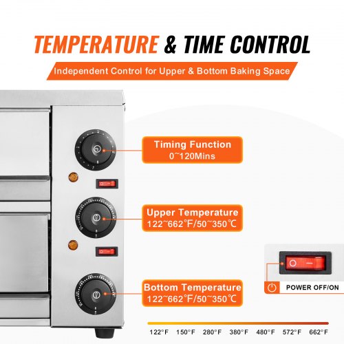 Electric Countertop Pizza Oven 12 Adjustable Temperature 0120Min Timer – 8