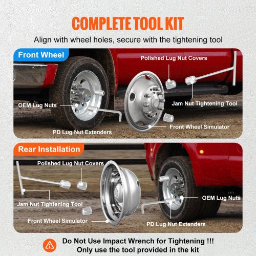 195inch 10 Lug Wheel Simulators 304 Stainless Steel Wheel Simulator Kit