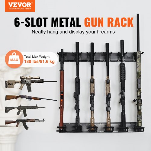 Gun Rack Indoor Gun Rack Wall Mount 6Slot Vertical Rifle Shotgun Gun