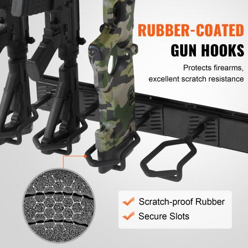 Gun Rack Indoor Gun Rack Wall Mount 6Slot Vertical Rifle Shotgun Gun