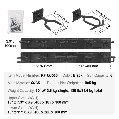 Gun Rack Indoor Gun Rack Wall Mount 6Slot Vertical Rifle Shotgun Gun