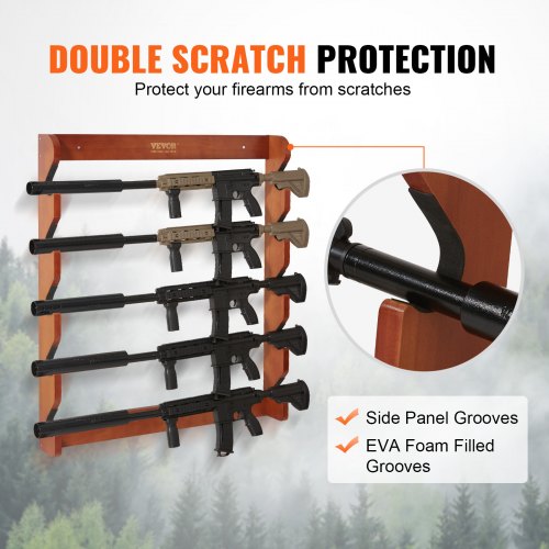 Gun Rack Wood Gun Rack Wall Mount Gun Display Rack holds 5 Rifles