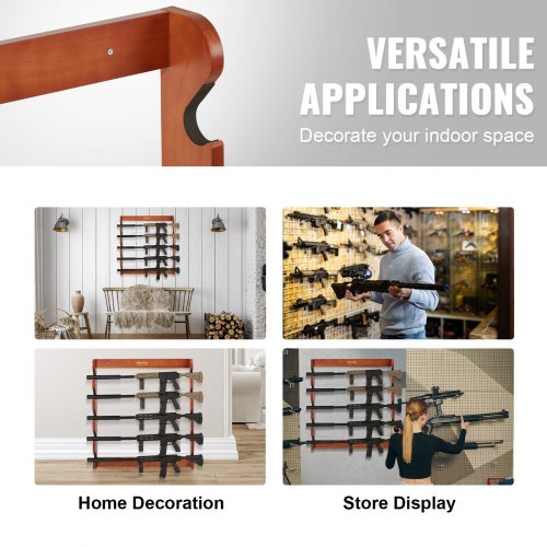 Gun Rack Wood Gun Rack Wall Mount Gun Display Rack holds 5 Rifles