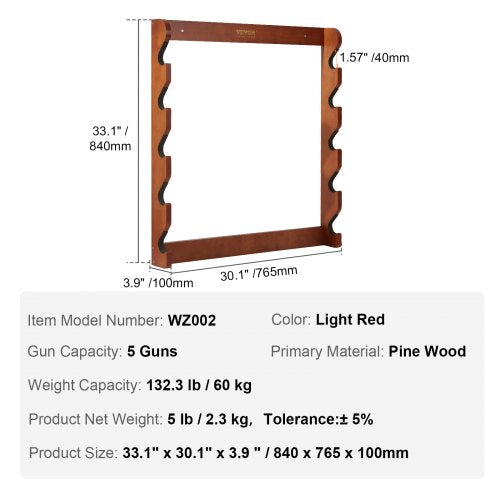 Gun Rack Wood Gun Rack Wall Mount Gun Display Rack holds 5 Rifles