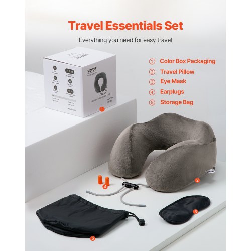 Travel Pillow Neck Pillow for Traveling Upgraded Bamboo Charcoal Memory