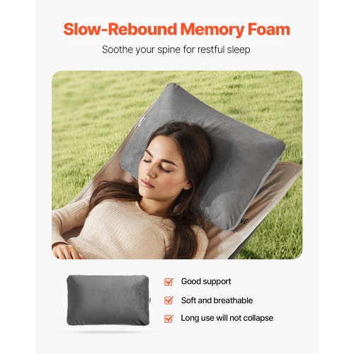 Camping Pillow Memory Foam Travel Pillow with DoubleSided Cover Portable