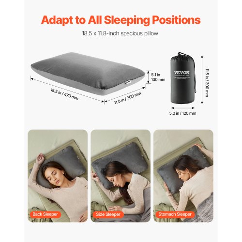 Camping Pillow Memory Foam Travel Pillow with DoubleSided Cover Portable