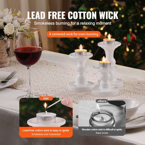200 Pack Unscented Tea Lights Candles 65 Hours Long Burning Smokeless