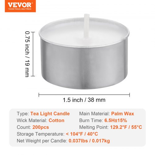 200 Pack Unscented Tea Lights Candles 65 Hours Long Burning Smokeless