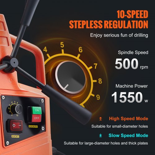 Magnetic Drill 1550W 2 Boring Diameter 2922lbf13000N 500 RPM Portable