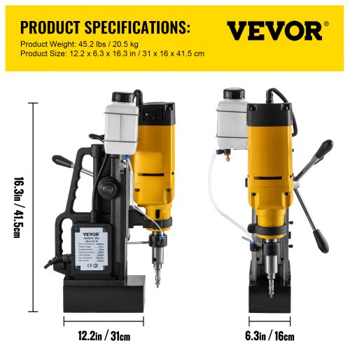 Mag Drill 0300 RPM Stepless Speed Electromagnetic Drill Press 2 Depth