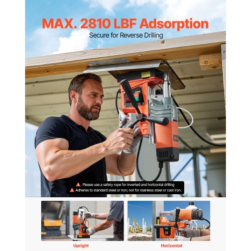 Magnetic Drill 1300W Motor 1.6 in Boring Diameter 2810 lbf Portable