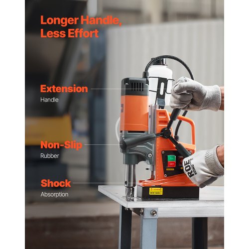 Magnetic Drill 1300W Motor 1.6 in Boring Diameter 2810 lbf Portable