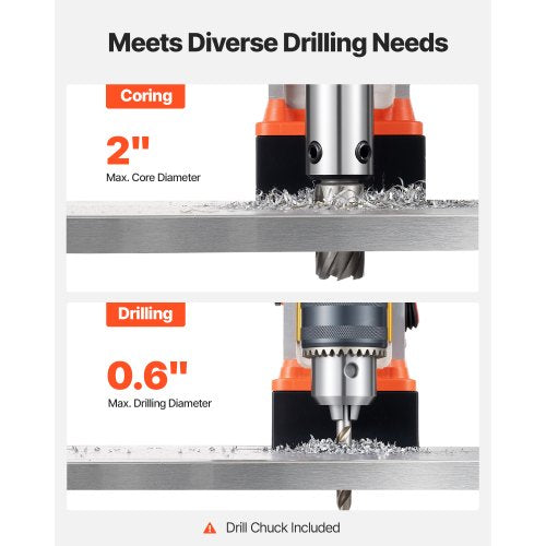 Magnetic Drill Press 1400 W 2 in Boring Diameter 2810 lbf Power Portable