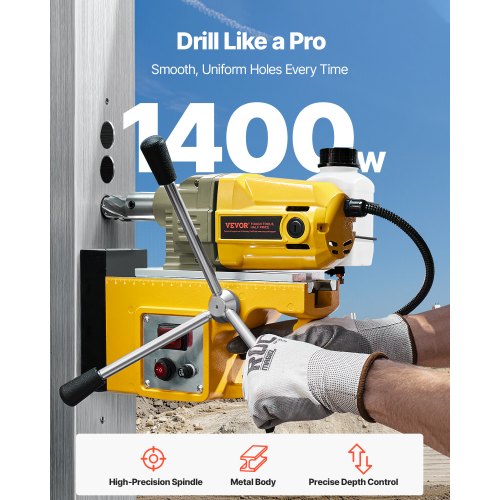 Magnetic Drill 1400W Motor 1.6 in Boring Diameter 2810 lbf Portable