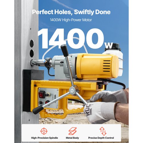 Magnetic Drill 1400W Motor 2 in Boring Diameter 2922 lbf Portable Electric