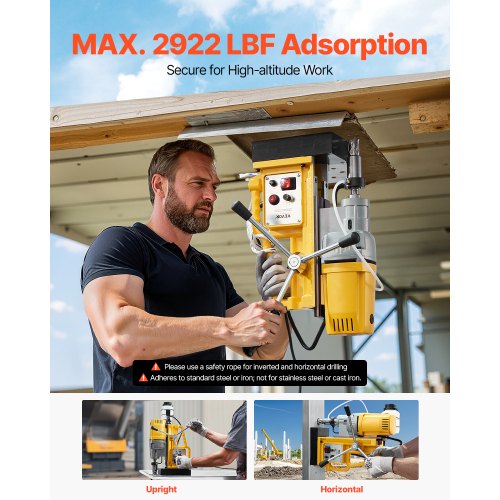 Magnetic Drill 1400W Motor 2 in Boring Diameter 2922 lbf Portable Electric