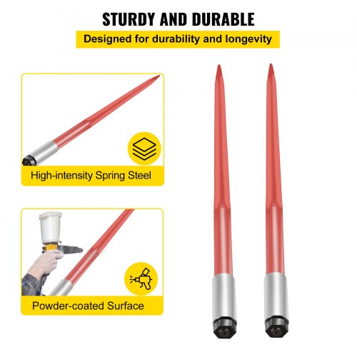 Pair Hay Spear 43 Bale Spear 3000 lbs Capacity Bale Spike Quick Attach