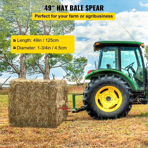 Pair Hay Spear 49 Bale Spear 3000 lbs Capacity Bale Spike Quick Attach