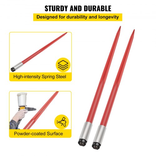 Pair Hay Spear 49 Bale Spear 3000 lbs Capacity Bale Spike Quick Attach