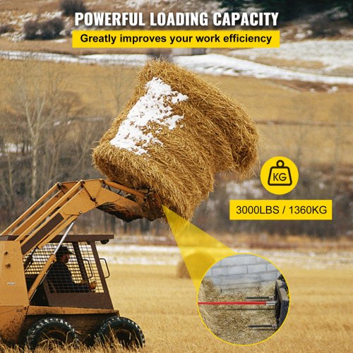 49 Hay Bale Spear 3000 lbs Capacity with Nut and Sleeve