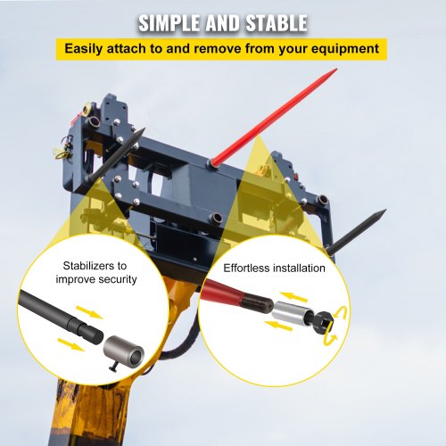 49 Hay Bale Spear 3000 lbs Capacity with Nut and Sleeve