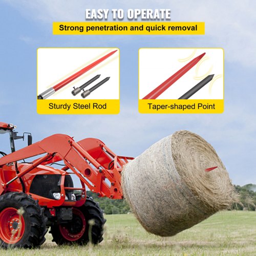 49 Hay Bale Spear 3000 lbs Capacity with Nut and Sleeve