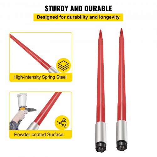 Pair Hay Spear 39 Bale Spear 3000 lbs Capacity Bale Spike Quick Attach