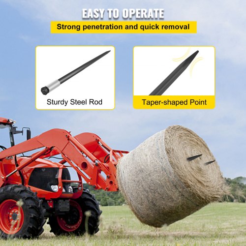 Hay Spear Spears 49 Hay Bale Spear Spike 4000 lbs Capacity Quick Attach