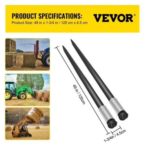 Hay Spear Spears 49 Hay Bale Spear Spike 4000 lbs Capacity Quick Attach