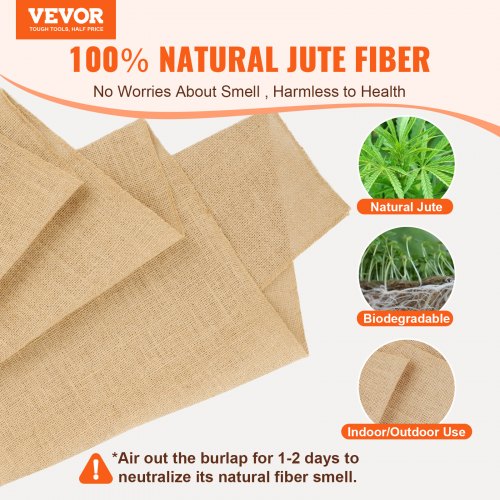 Burlap Fabric Roll 14” x 150 ft 50 x 50 High Density Wide Natural Burlap