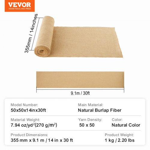 Burlap Fabric Roll Burlap Tree Wrap 14 in x 30 ft for Crafts Plants