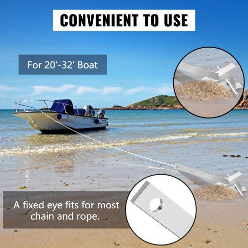 Boat Anchor Kit 13 lb Fluke Style Anchor Hot Dipped Galvanized Steel Fluke
