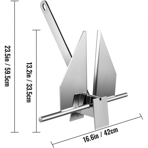 Boat Anchor Kit 8.5 lb Fluke Style Anchor Hot Dipped Galvanized Steel Fluke