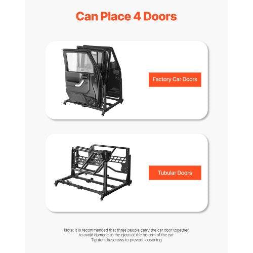 Jeep Door Storage Cart 4 Doors Moveable Storage Cart Rack with Thickened