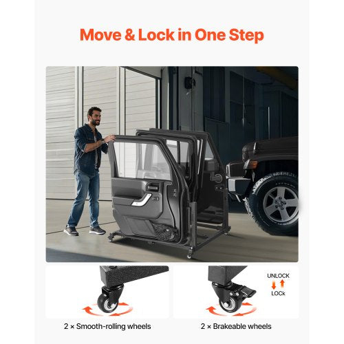 Jeep Door Storage Cart 4 Doors Moveable Storage Cart Rack with Thickened