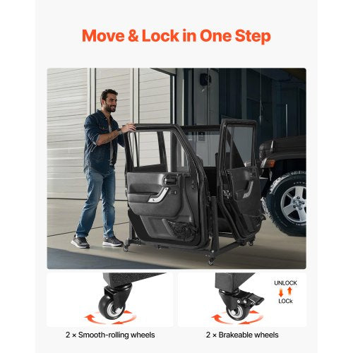 Jeep Door Storage Cart 4 Doors Moveable Storage Cart Rack with Thickened