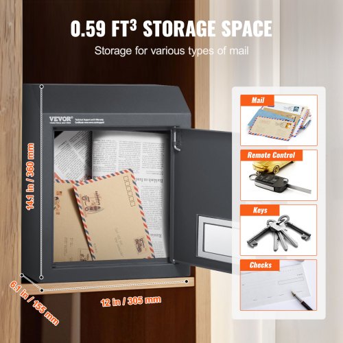 Sturdy Metal Key Locker Combo Lock Mountable on Wall 12 Charcoal Gray