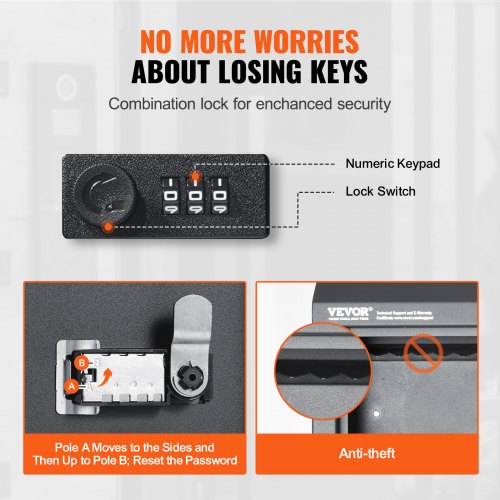 Sturdy Metal Key Locker Combo Lock Mountable on Wall 12 Charcoal Gray