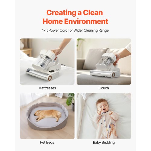 Mattress Vacuum Cleaner 550W Bed Vacuum Cleaner with 18Kpa Powerful Suction