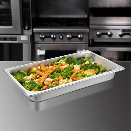 6 Pack Steam Table Pans 209 x 128 x 2.6 Inch Deep Steam Table Pan Full