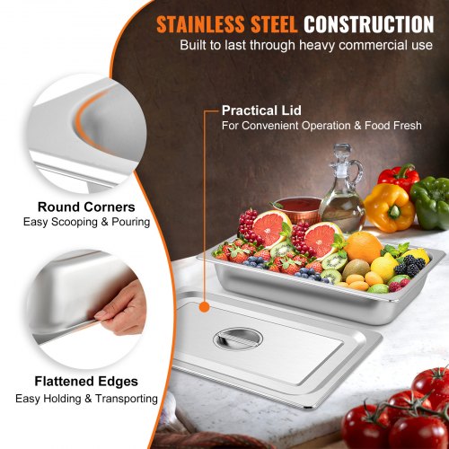 4 Pack Steam Table Pans 209 x 128 x 3.9 Inch Deep Steam Table Pan Full