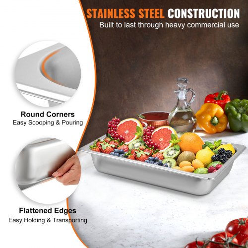 6 Pack Steam Table Pans 209 x 128 x 3.9 Inch Deep Steam Table Pan Full