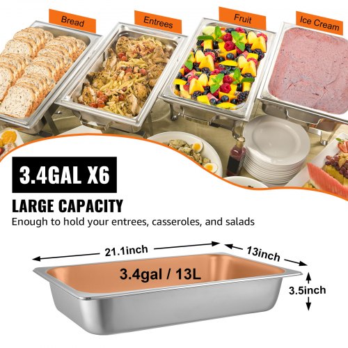 6 Pack Steam Table Pans 209 x 128 x 3.9 Inch Deep Steam Table Pan Full
