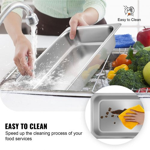 6 Pack Steam Table Pans 209 x 128 x 3.9 Inch Deep Steam Table Pan Full