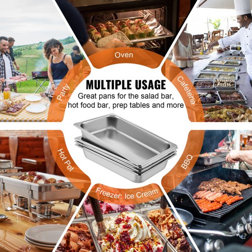 6 Pack Steam Table Pans 209 x 128 x 3.9 Inch Deep Steam Table Pan Full