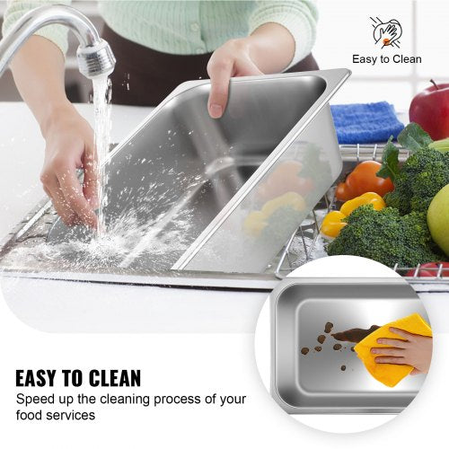 6 Pack Steam Table Pans 209 x 128 x 5.9 Inch Deep Steam Table Pan Full