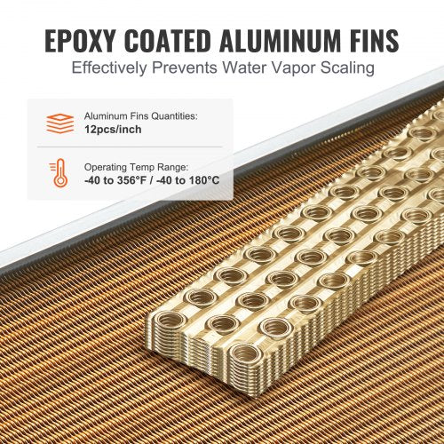 Heat Exchanger Water to Air 16x 16 with 3Row 38 Copper Ports 193
