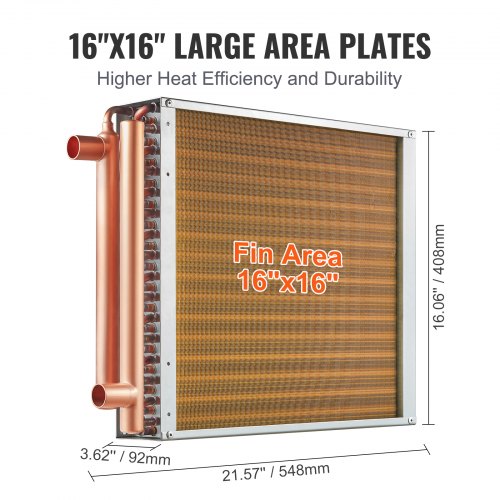 Heat Exchanger Water to Air 16x 16 with 3Row 38 Copper Ports 193
